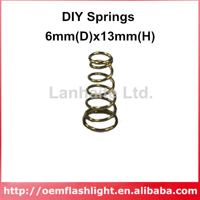 

DIY Gold Plated Battery / Driver Contact Support Springs 6mm(D)x13mm(H) for Flashlights - 10 pcs