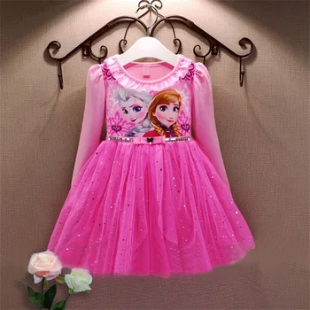 

2015 New Winter Girl Dresses Long Sleeve Girls Clothes Elsa Dress For Kids Cosplay Party Costume Princess Children Clothing 3-8T