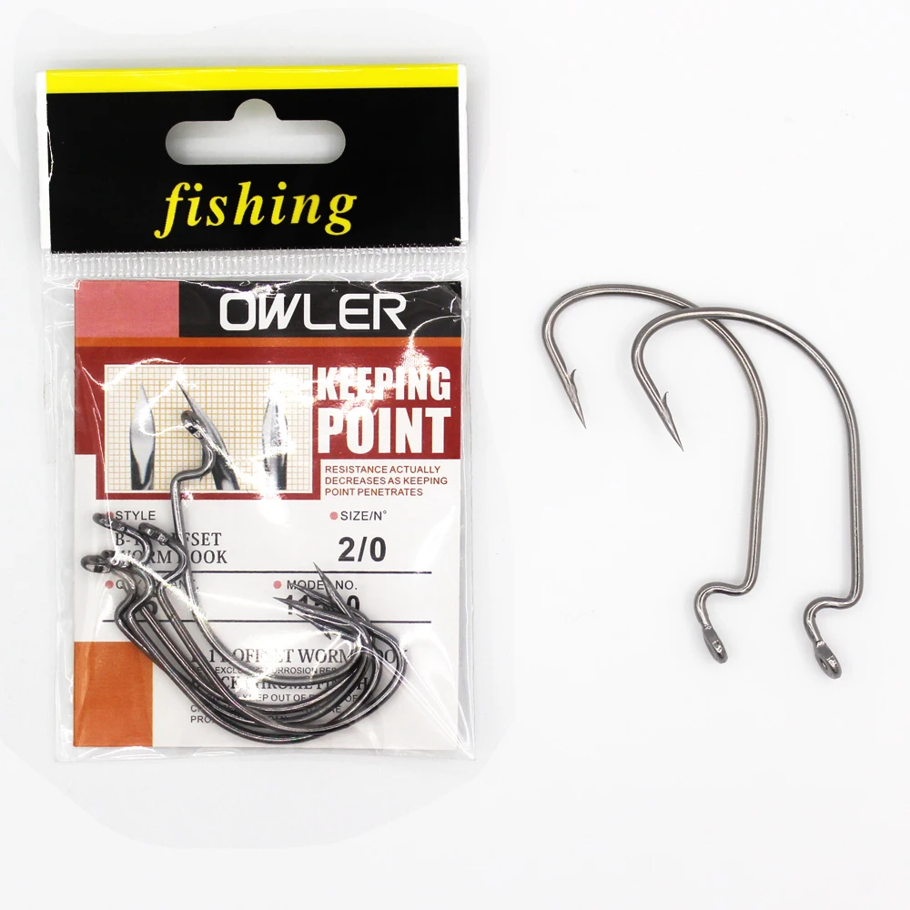 1 pack 5/0#-6# B-11 Offset Worm Hook Fishing Hook 9 Sizes Crank Worm Sharp Hook Fishhook Strength owner - Image 2
