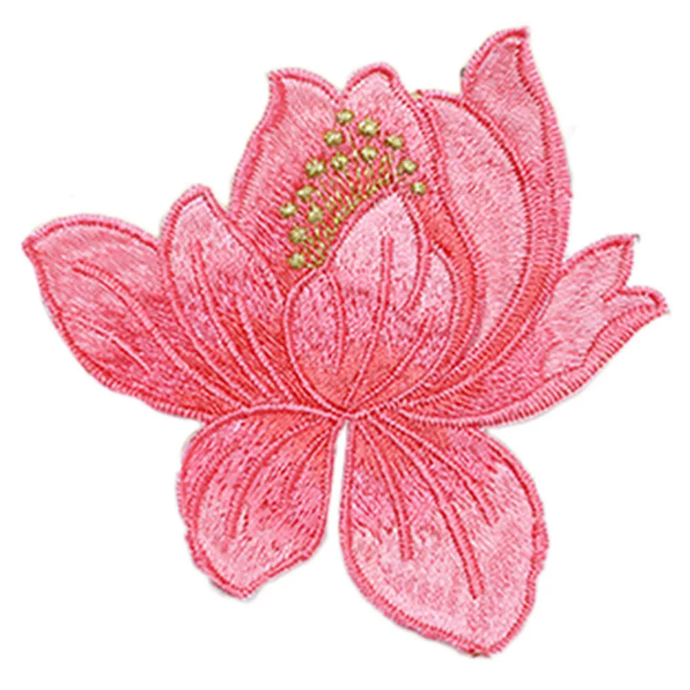 

1 Pcs Lotus Flower Embroidery Patches Iron On Applique Sew On Patch Craft Sewing Repair Embroidered 8 Colors