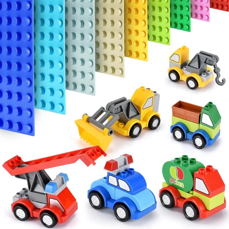 

Large Particles Car Building Blocks Accessories Compatible LegoINGly Duploed Big Size Bricks Car Fire Truck Toys for Children