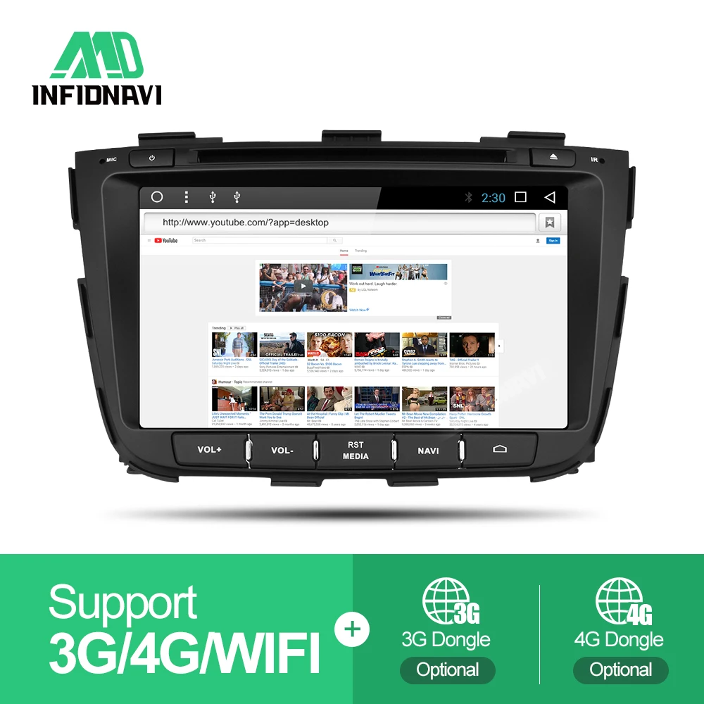 Clearance Infidnavi ZSLT8071  2G+32G android 7.1 car dvd for kia sorento 2013 2014 car radio gps navigation with steering wheel control 4