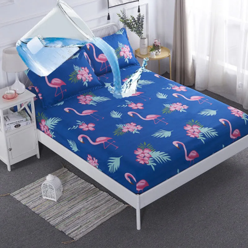

Flamingo Waterproof Mattress Cover Cute Cartoon Dustproof Mattres Cover 3d Printed Anti-gravure Bed Cover for Bedroom Decoration