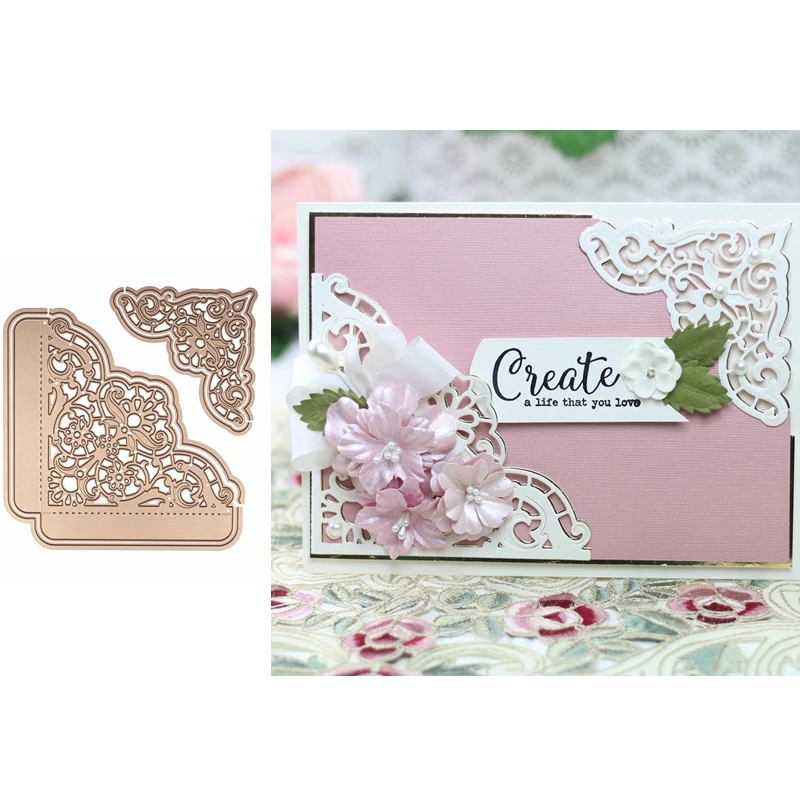

Lace Corner Meta Cutting Dies Scrapbooking DIY Card Album Embossing Crafts Stencil Templates New Dies For 2019