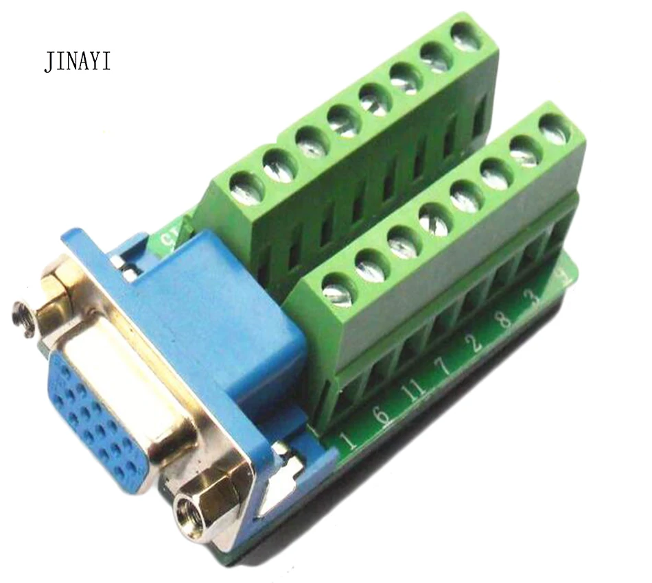 2pcs VGA HDR15 15 pin Female Male 3 Row Parallel port Terminal PCB