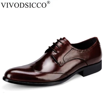 

VIVODSICCO Luxury Classic Genuine Leather Banquet Wedding Mens Dress Shoes Patent Leather Oxford shoes For Men big size 38-46