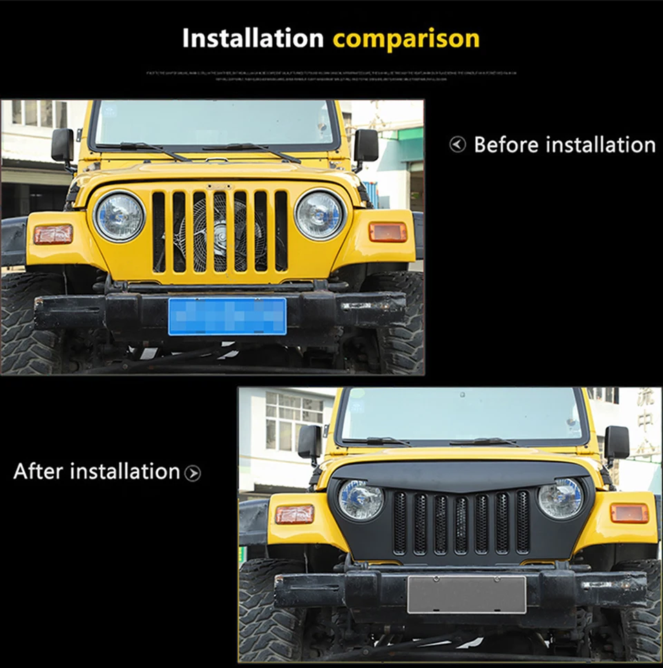 BAWA гоночные решетки для Jeep Wrangler TJ 1997 1998 1999 2000 2001 2002 2003 2004 2005 2006 tj из АБС-пластика на переднюю решетку, аксессуары для решетки