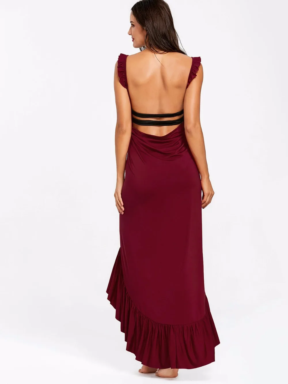 VESTLINDA Beach Dress 2018 Summer Long Flounce Wrap Dress Women Spaghetti Strap Maxi Dresses Robe Femme Sexy Vestidos De Festa 9