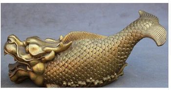 

S3829 8 " Folk Cultur sorte peixe de Bronze Crafts Home Furnishing Arts pure copper