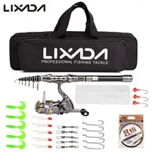 Lixada Telescopic Fishing Rod Combo and Reel Full Kit Spinning Fishing Reel Gear Organizer Pole Set with 100M Fishing Line Lures