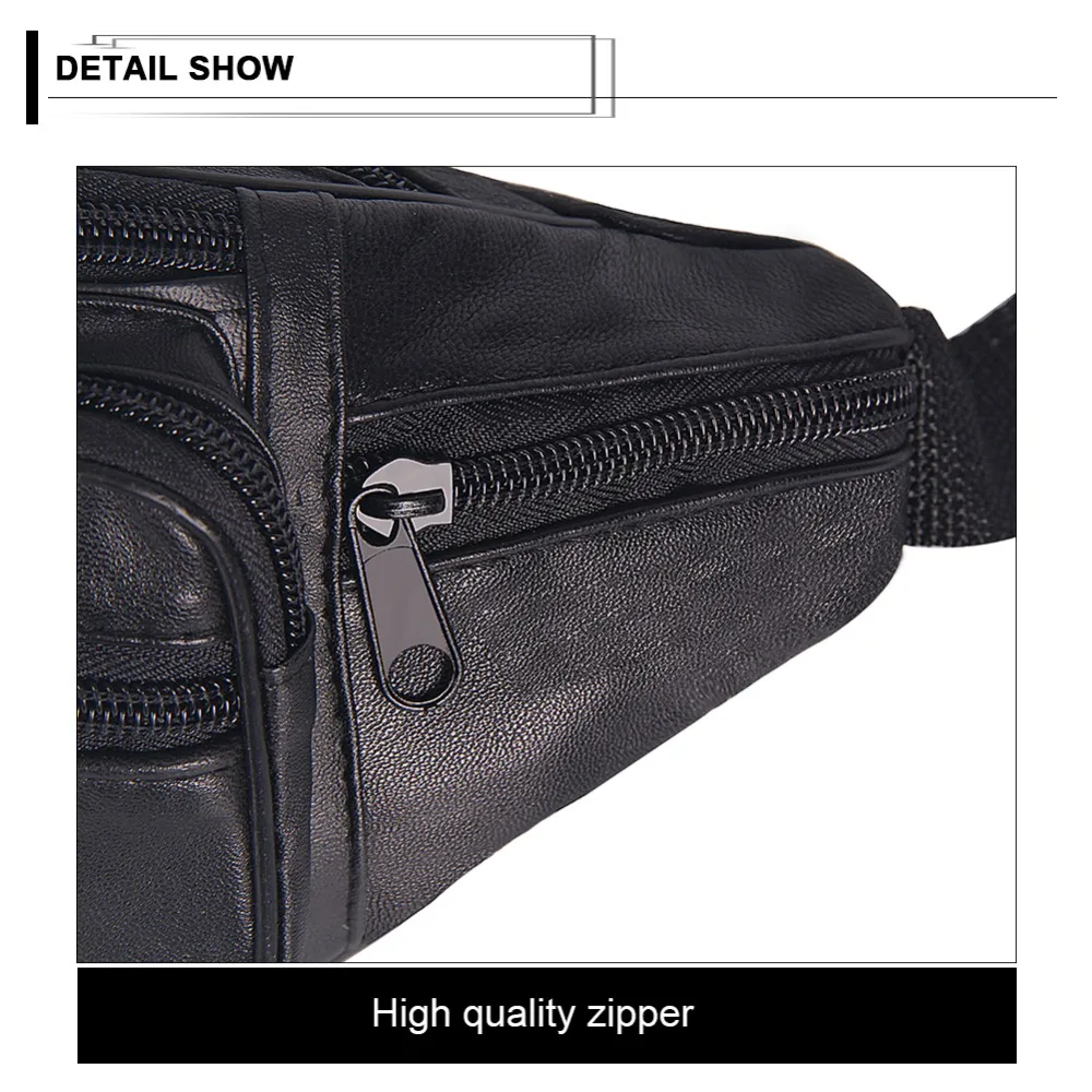 Модные Для мужчин Натуральная кожа поясная сумка мульти-карман и несколько поясная сумка на молнии Регулируемый ремень поясная сумка