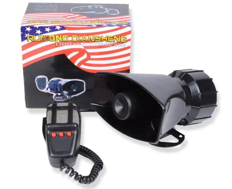 3 Sound Electronic Horn Car Alarm Siren Horn Security System 60W 12V Car Loudspeaker Horn Police Siren Megaphone Loudspeaker