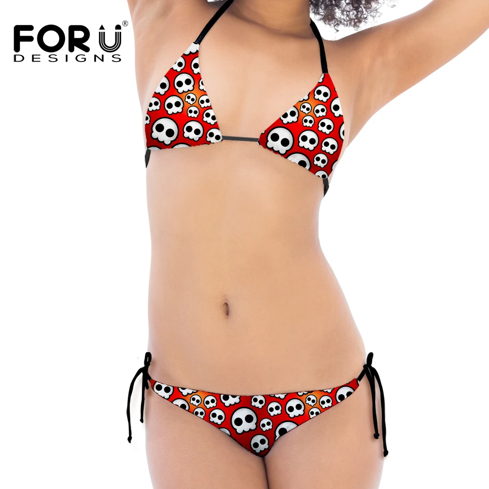 

2018 Sexy Expression Skull Bikinis For Women Push Up Beach Bikini Sling Decorate Bathing Suit Swimwear