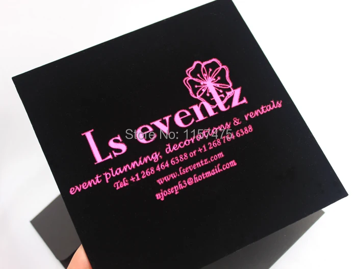 HI6021-03 Black Velvet Wedding Invitation with Purple Foiling