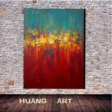 

Hand-painted New Style art Abstract Red Oil Painting on Linen Canvas Beautiful Colors Red and blue Oil Painting unframed