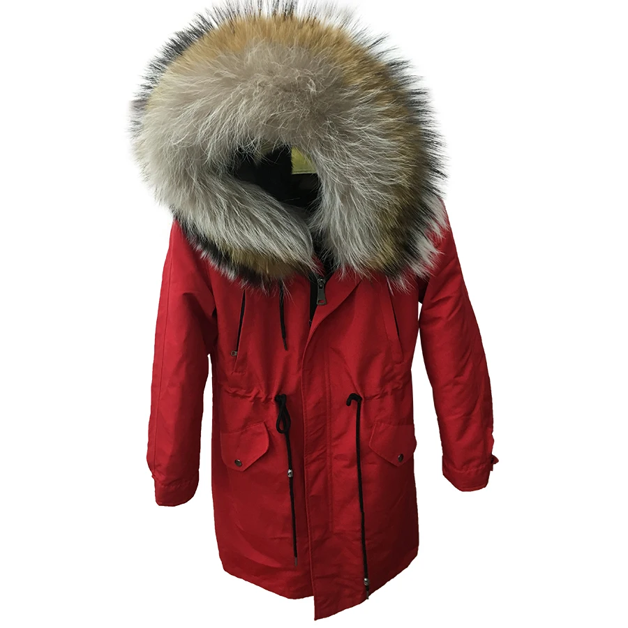 

2018 fashion winter jacket women real fur coat natural real raccon dog fur collar loose parkas big fur outerwear Detachable