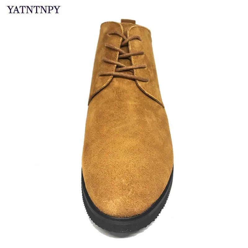 Clássico Masculina Couro Para Martin yellow Casual Black Genuíno Oxfords Bota De Camurça Yatntnpy Moda Homem Homens Botas Britânico gray Estilo Caz6qx