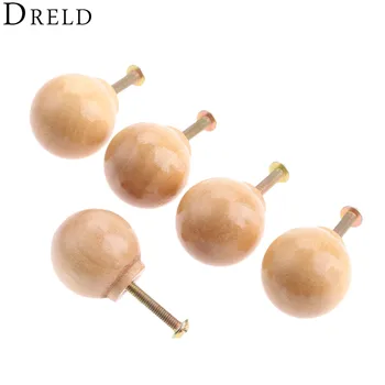 

DRELD 5Pcs 28*29mm Wooden Furniture Handles Wood Cabinet Knobs and Handles Kitchen Drawer Wardrobe Door Pulls Furniture Hardware