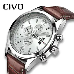 CIVO пояса из натуральной кожи для мужчин's водонепроницаемые кварцевые часы наручные часы мужчин s календари аналоговый бизнес часы для