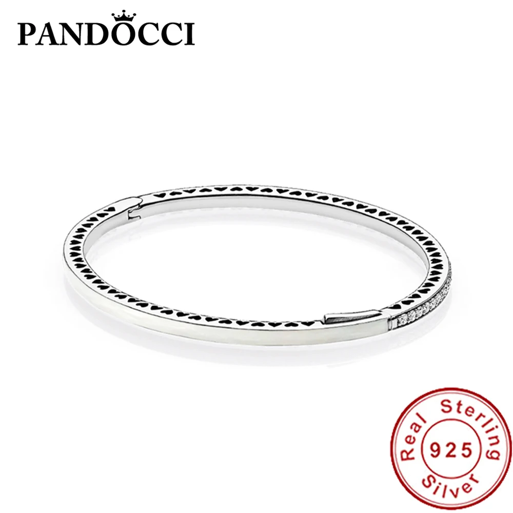 

PANDOCCI 100% 925 Sterling Silver 1:1 Original BRACELET SMALTO White CIRCONF 590537EN23 Modern Exquisite Lucky Women Jewelry