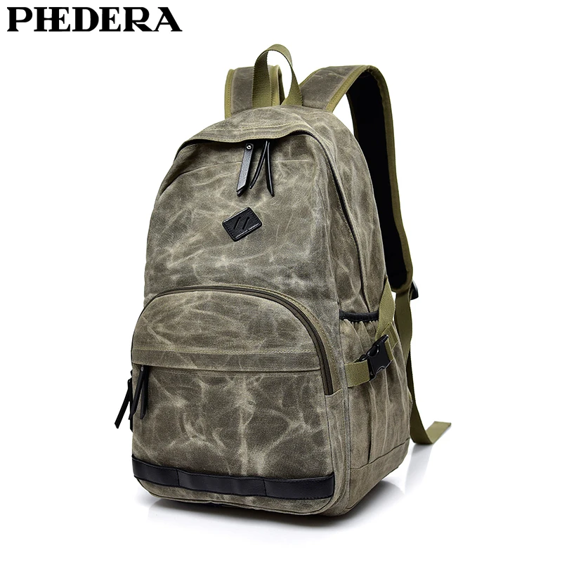 

PHEDERA Waterproofing Paraffin Canvas Men Backpack Retro Travel Male Rucksack Casual Computer Shoulder Bags