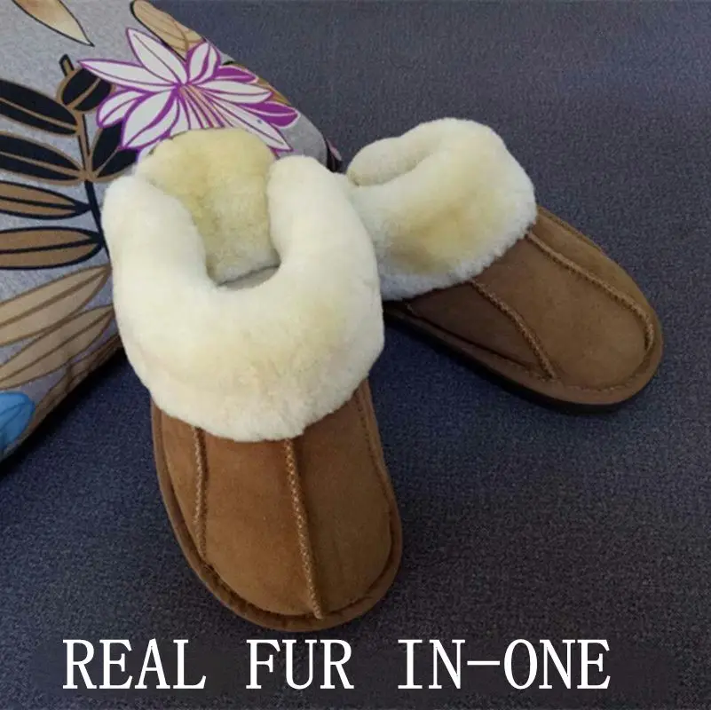 

Australian real sheep's fur-in-one natural shearing fur unisex home skid-proof and odor-proof stitching mothers'wool slippers