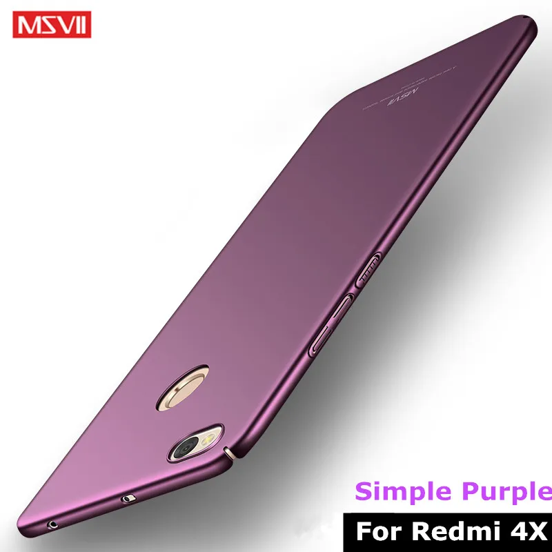 Чехол для xiaomi Red mi 4 X Чехол MSVII PC жесткая Защита задняя крышка coque для xio mi Red mi 4 X Pro глобальная версия чехол для телефона mi 4 X - Цвет: Simple Purple