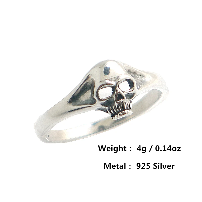 

S925 Silver Cool Punk Gothic Polishing Skull Ring Newest