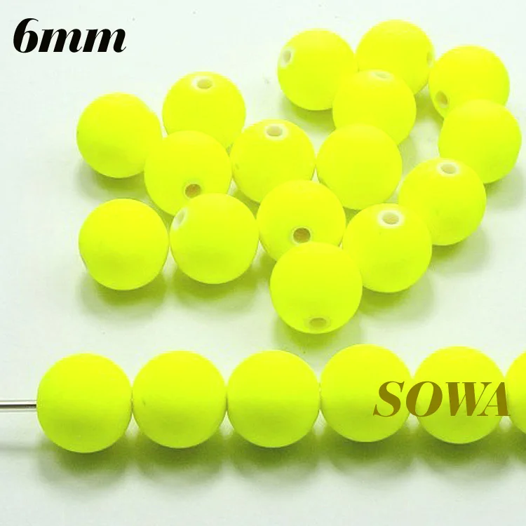 

Free Shipping Wholwsale1000pcs/lot Size 6mm Yellow Color Double Holes Matte Fluorescent Neon Acrylic Round Beads