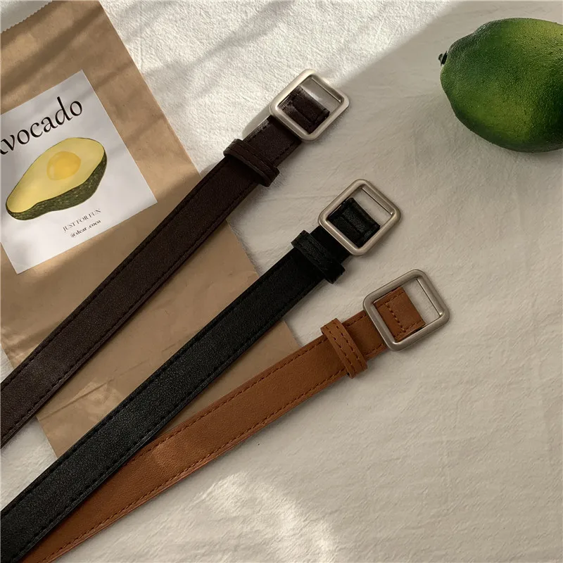 

2019 new brass buckles full grain leather belt boutique designer belts women high quality waistband casual jeans