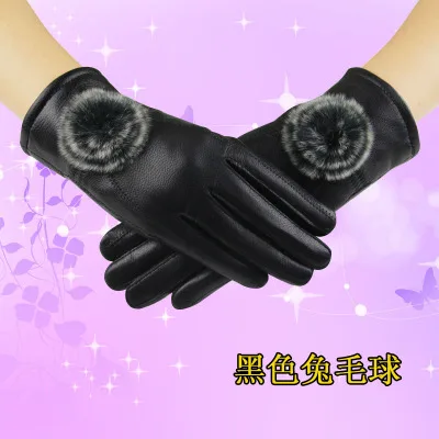 

Genuine Leather Gloves Women's Thermal Winter Fashion Short Design Bowknot Sheepskin Gloves Real Sheep Leather g593