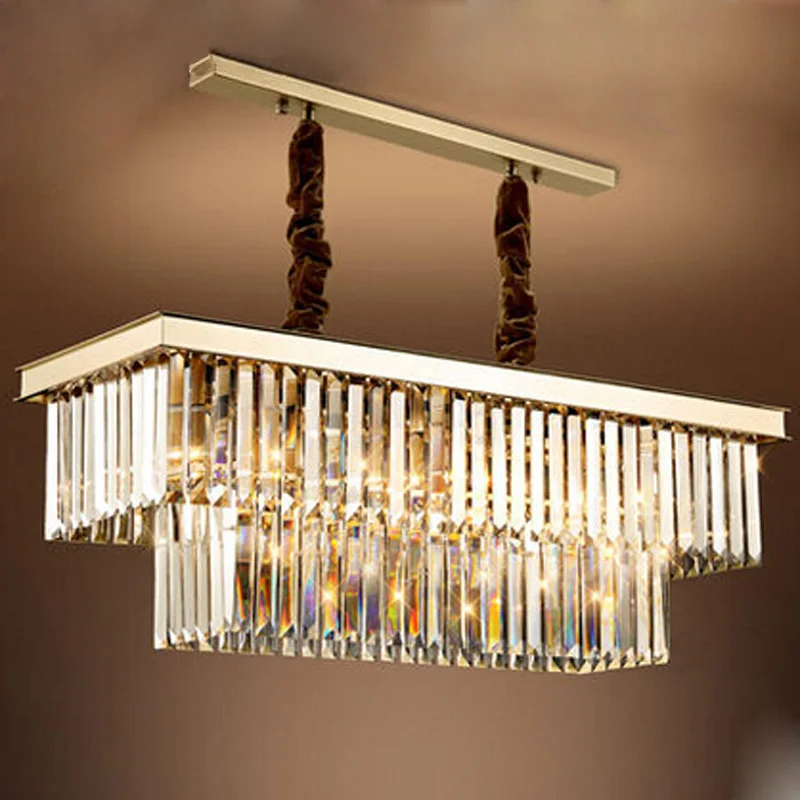 ZX Moderne Rechteckige Kristall Gold pendelleuchte LED E14 Kristall