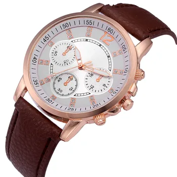 

2018 Men Fashion Color Strap Digital Dial Leather Band Quartz Analog Wrist Watches bayan kol saati Men Watch Leather White watch