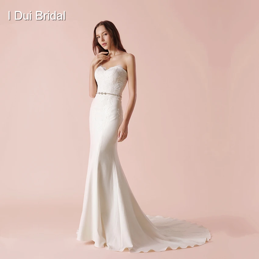 

Sweetheart Sheath Simple Wedding Dresses with Belt High Quality Custom Make