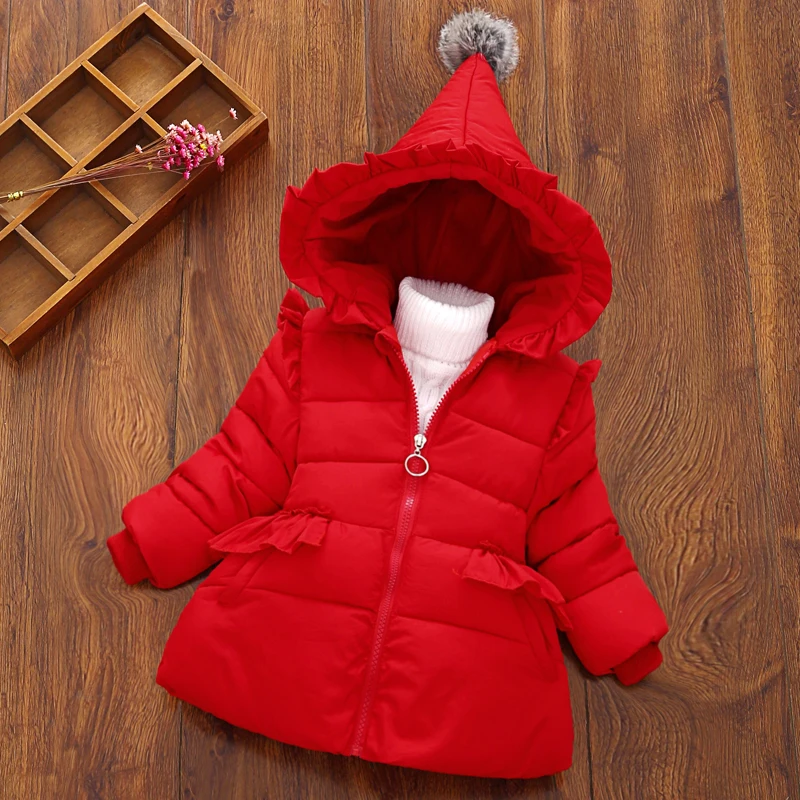 Зимнее утепленное хлопковое пальто для маленьких девочек; детская одежда; куртка-пуховик; удобная Милая одежда для малышей; одежда для детей