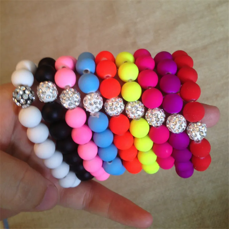 

Fashion bracelet femme Handmade Women Charm Rhinestone Beads Bracelets Stretch Elastic Candy Color