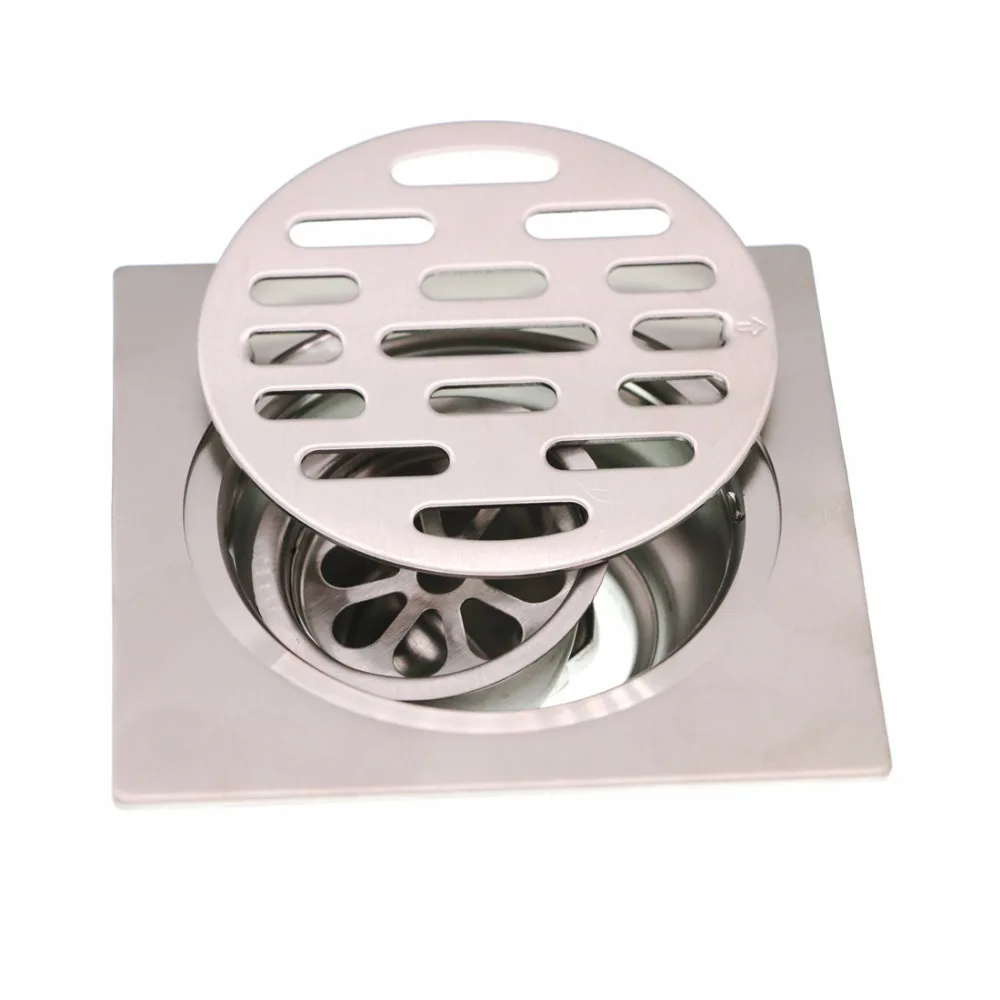 Square Floor Drain SUS 304 Stainless Steel Waste Grates Bathroom Shower Drain Large Flow