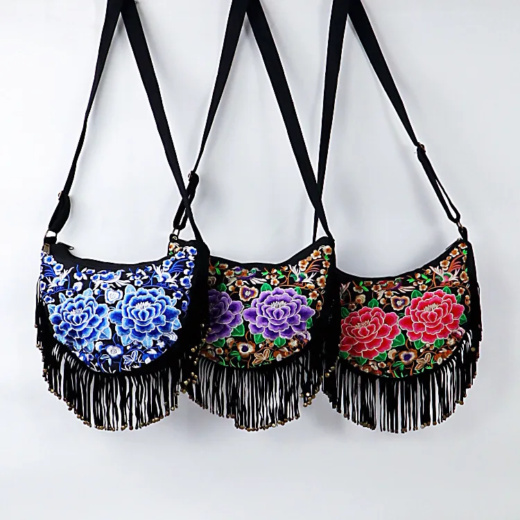 bags women shoulder crossbody bag fringe tassel handbags flower (15)