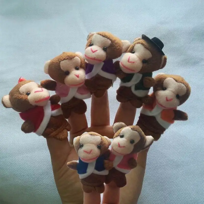 Новые 7 шт. мини-игрушки Детская рифма пальчиковые куклы пять обезьянок на кровати раннее развитие ребенка песня игрушки плюшевые фигурки на пальцы
