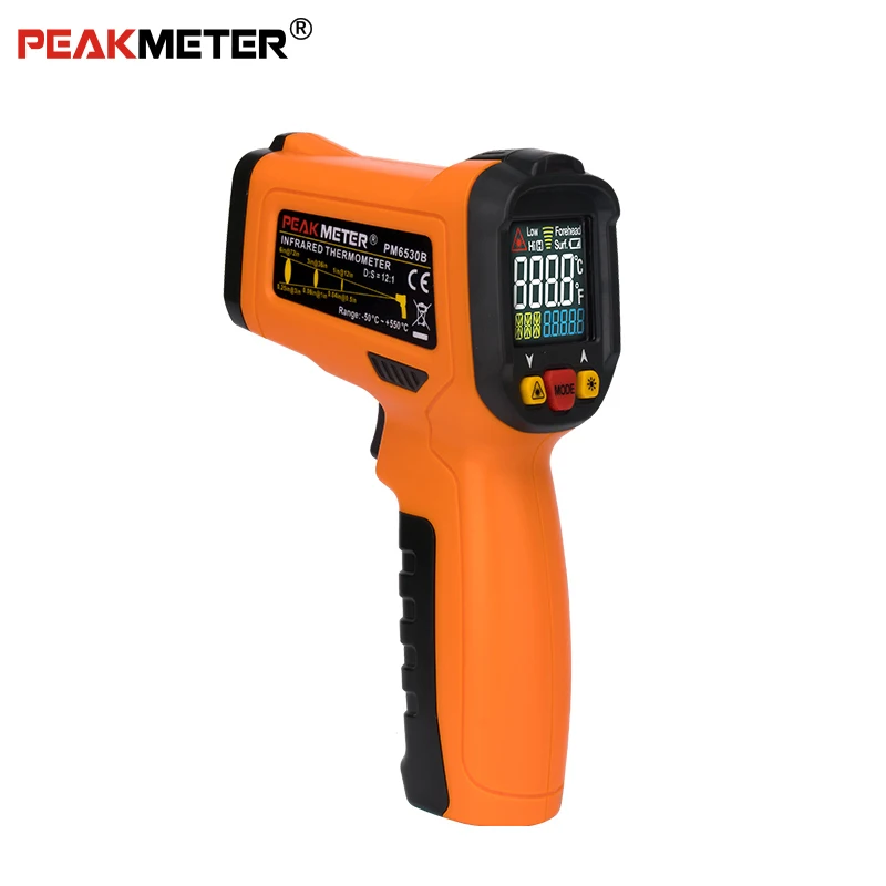 PEAKMETER PM6530B лазерный lcd цифровой ИК инфракрасный термометр измеритель температуры пистолет точечный-50~ 550 градусов Бесконтактный термометр