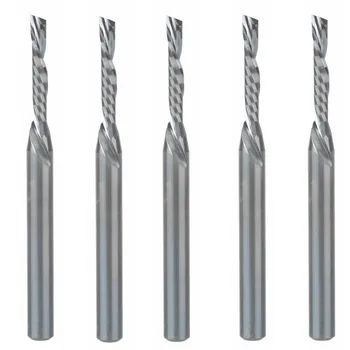 

5Pcs 3.175X2X12MM Left Hand Single Flute Downcut Spiral Bits, High Efficiency Cutting Wood Acrylic Aluminum Plastic Plate