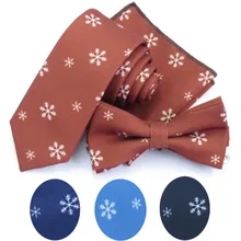 Снежинка галстук из полиэстера набор для мужчин тонкий галстук рождественские украшения галстук-бабочка Hankerchiref Papillon Свадебные банты Cravat Corbatas