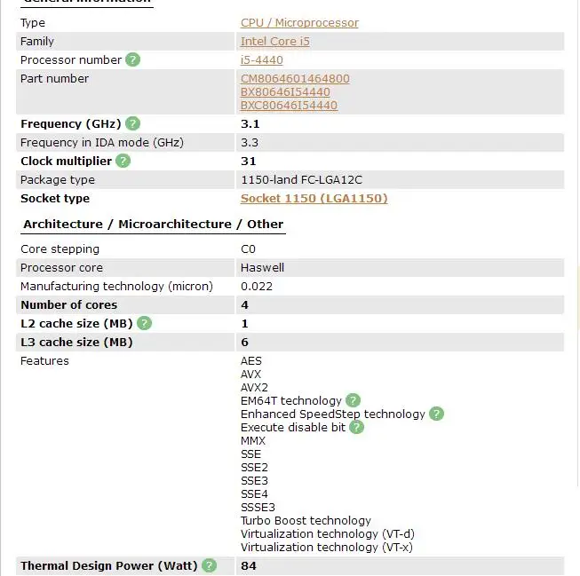 ПК компьютер процессор Intel Core i5-4440 i5 4440 четырехъядерный LGA1150 настольный процессор работающий правильно настольный процессор