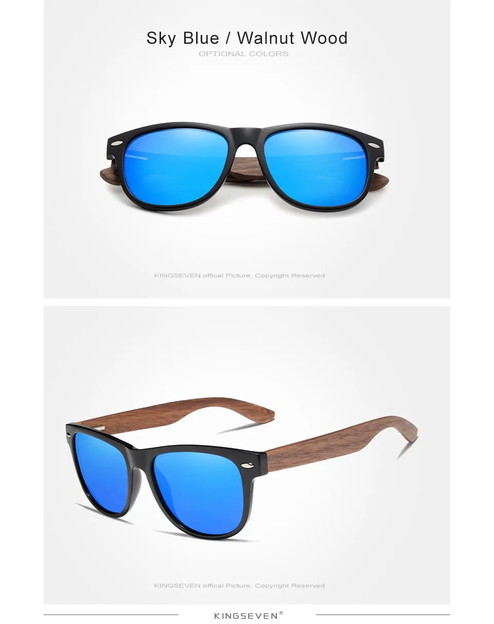 KINGSEVEN Black Walnut Sunglasses Wood Polarized Sunglasses Men