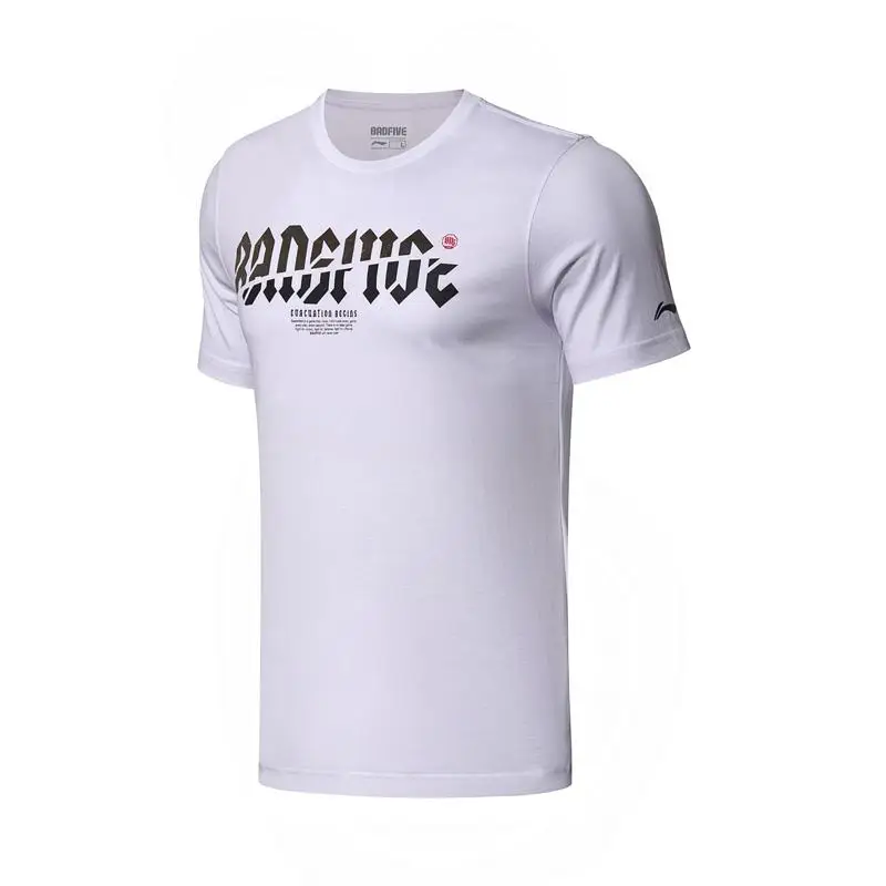 Li-Ning мужские баскетбольные майки BAD FIVE, дышащие, обычная посадка, подкладка, хлопок, спортивные футболки, футболки, топы AHSN307 CJAS18 - Цвет: Белый
