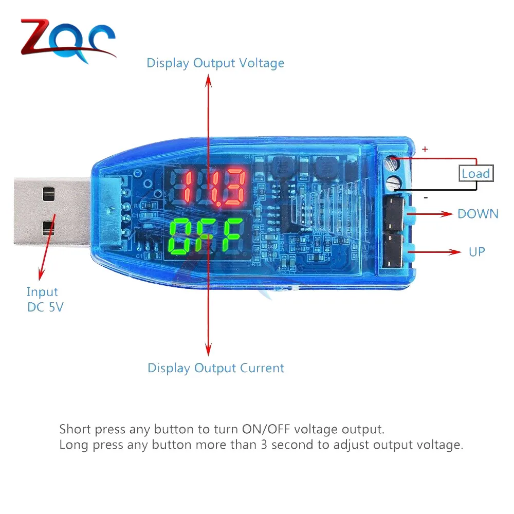 DC-DC 5 В до 3,3 В 9 в 12 В 24 в USB повышающий/понижающий модуль питания красный зеленый Дисплей Напряжение тока Боковая кнопка регулировки с коробкой