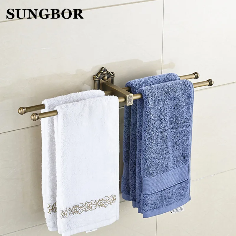 Antique Bathroom Towel Bars European Brass Double Towel Bar Bathroom