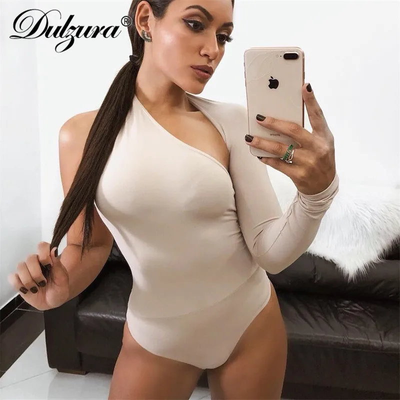 Dulzura واحد طويل كم الجوف خارج قص النساء مثير ارتداءها 2018 الخريف الشتاء الملابس بدلة للجسم