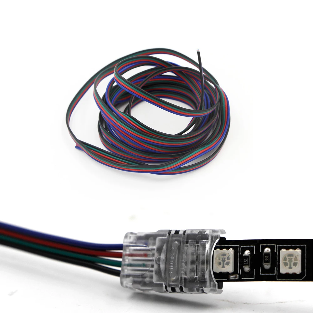 

5pcs LED Strip Connector clips led Tape Light Connector + 5M 10M 20M Extension wire for RGB RGBW 5050 5630 led strip light