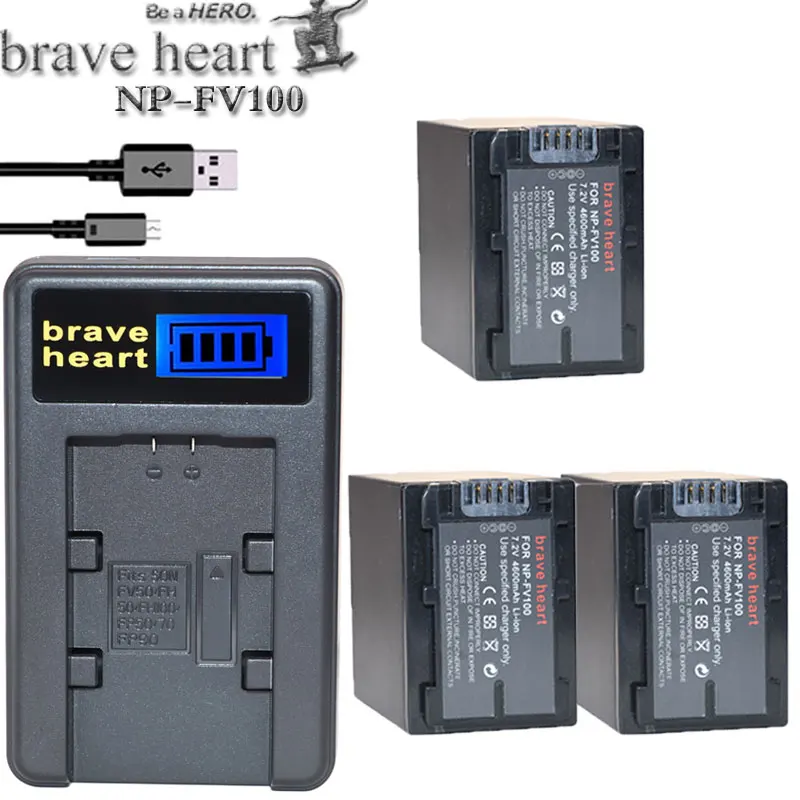 NP FV100 NPFV100 FV100 Камера Батарея+ ЖК-дисплей USB Зарядное устройство для SONY NP-FV30 NP-FV50 NP-FV70 SX83E SX63E FDR-AX100E - Цвет: charger and 3battery